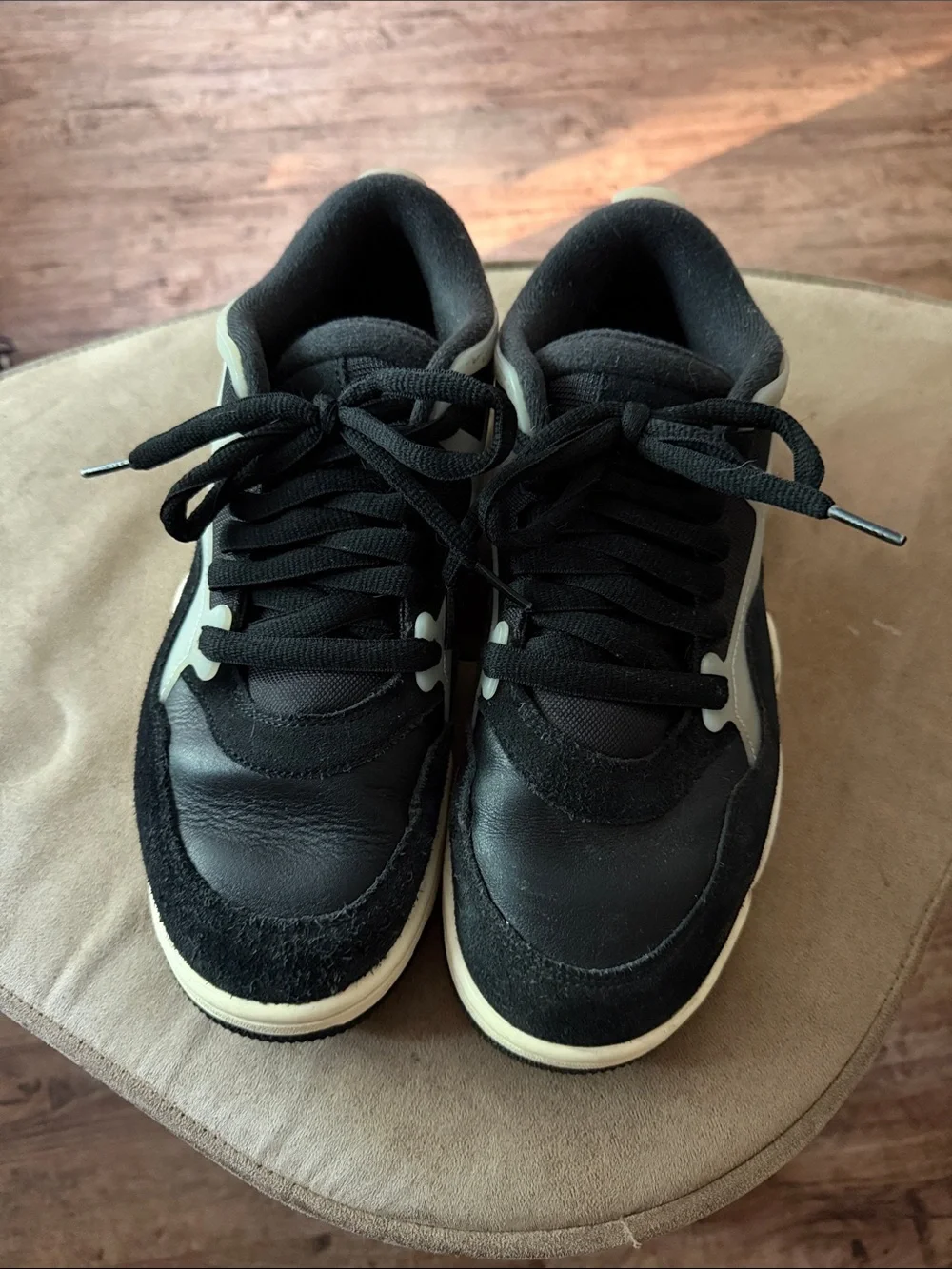 Men's Black and Cream Casual Sneakers Nike air